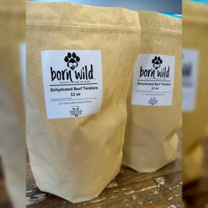 Dehydrated beef tendons bagged pet food